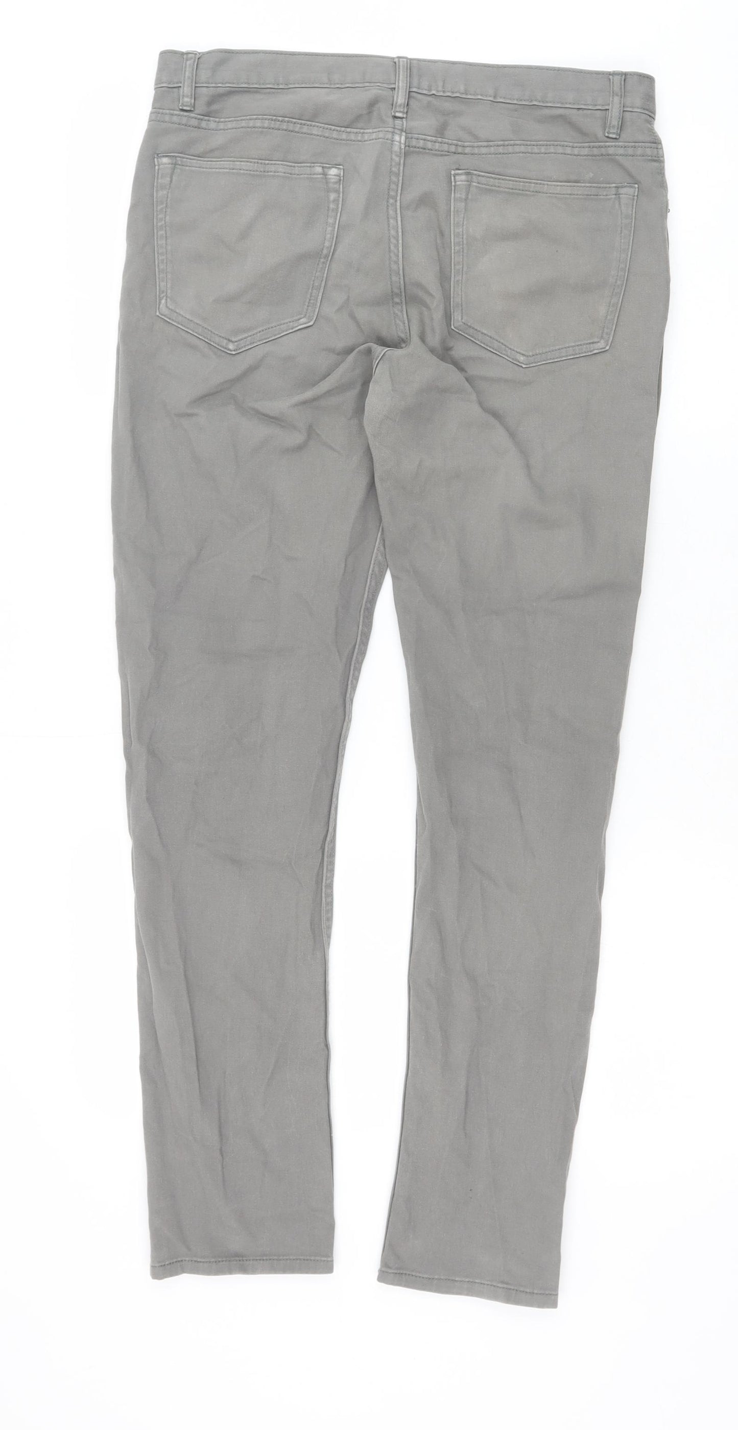H&M Womens Grey Cotton Straight Jeans Size 29 in Slim Zip