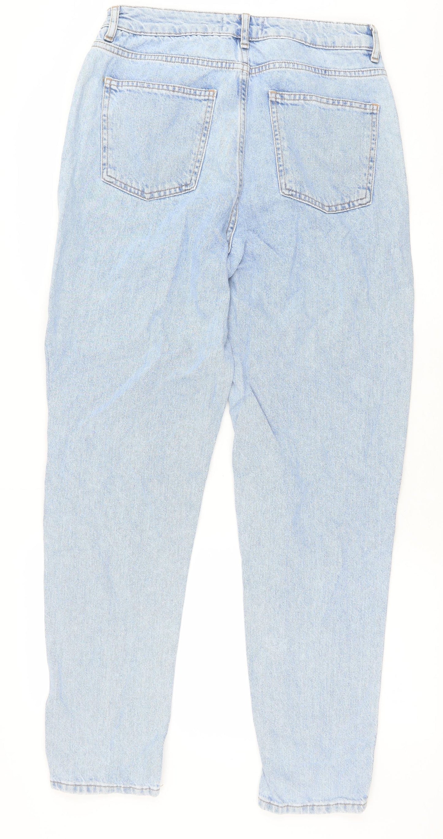 Primark Womens Blue Cotton Straight Jeans Size 12 Regular Zip