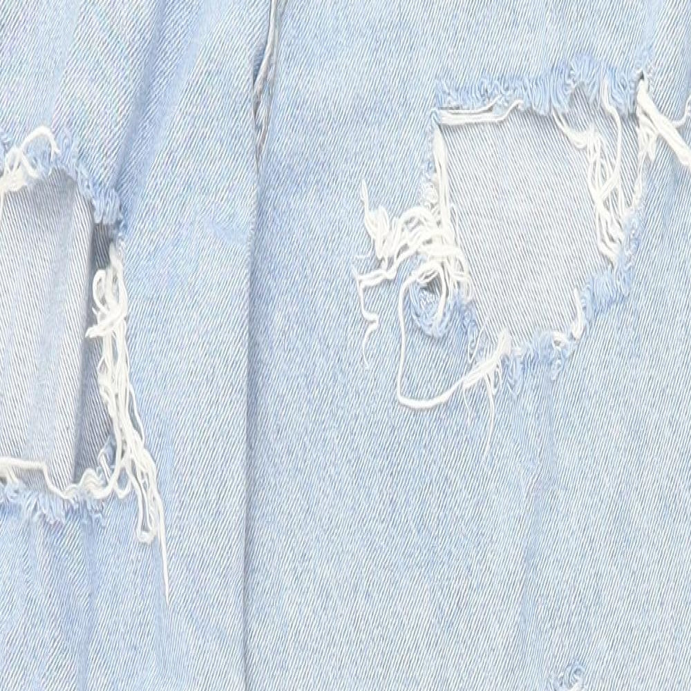 Primark Womens Blue Cotton Straight Jeans Size 12 Regular Zip