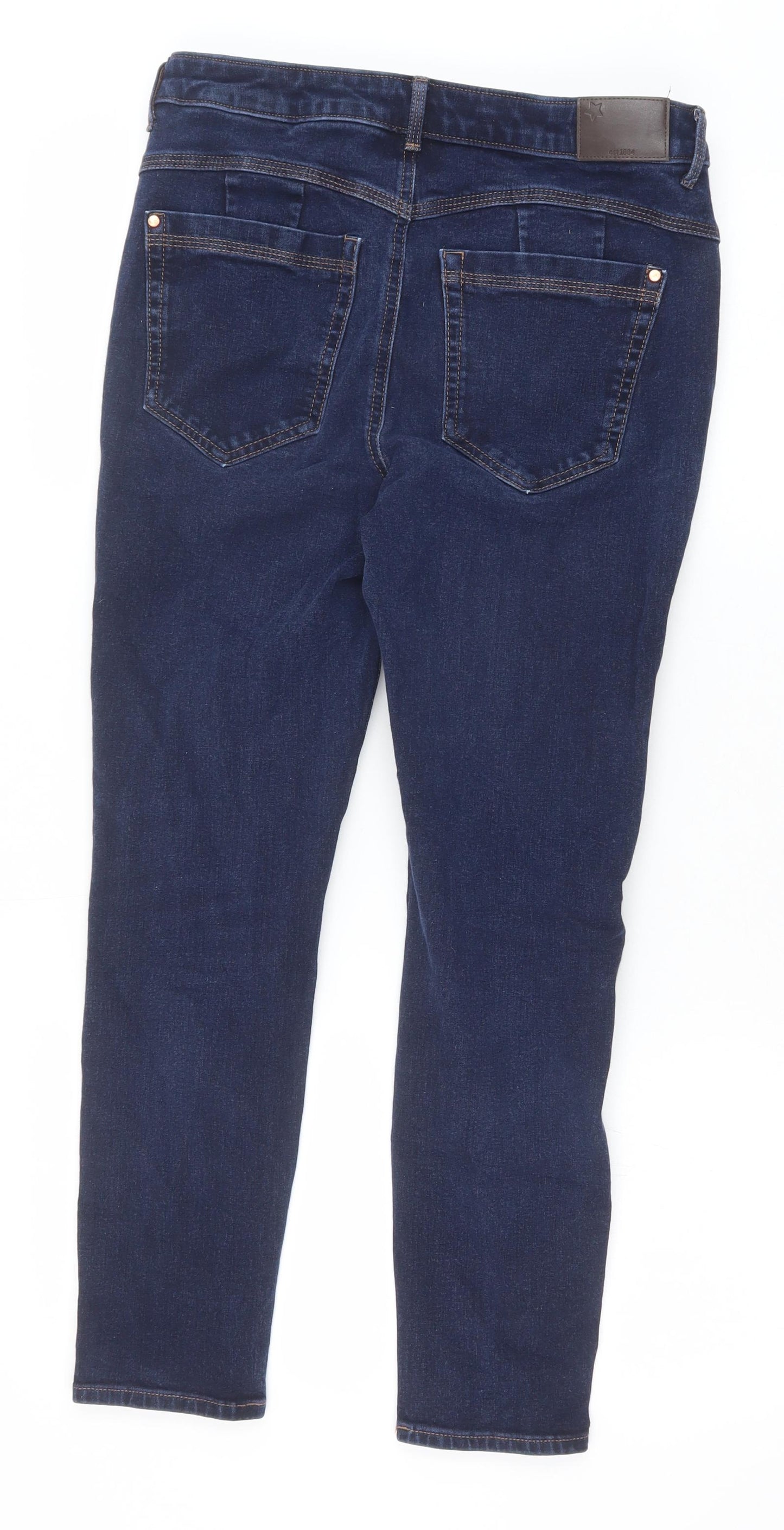 Marks and Spencer Womens Blue Cotton Straight Jeans Size 12 Regular Zip