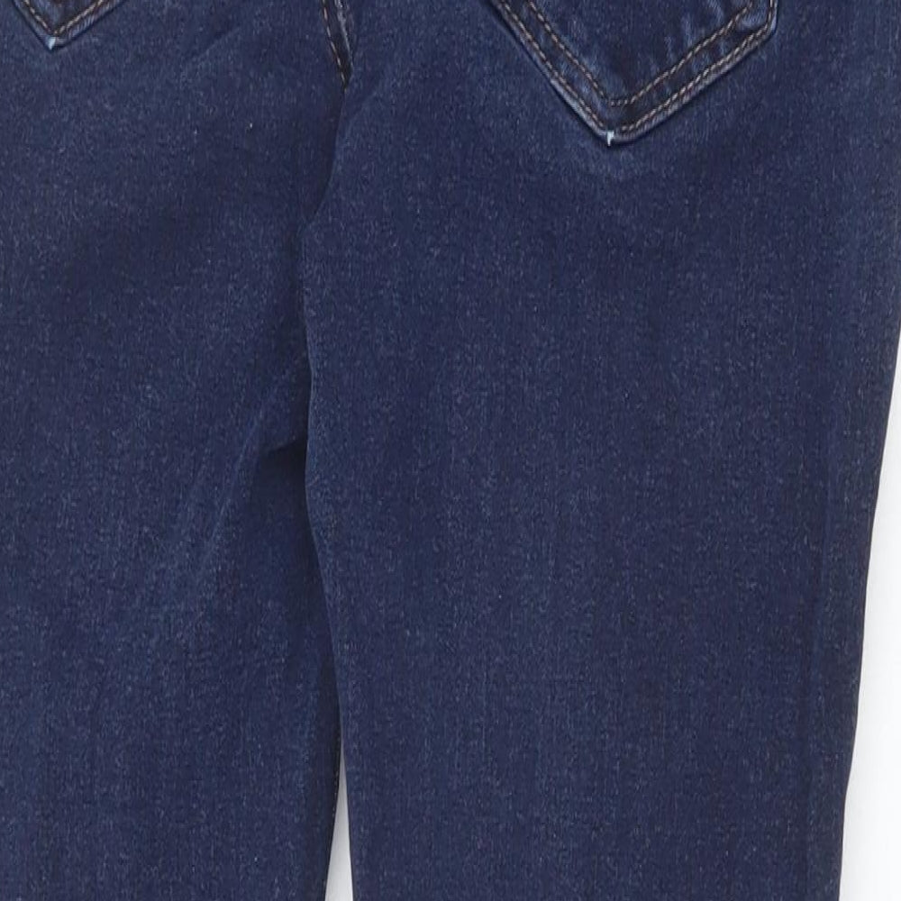 Marks and Spencer Womens Blue Cotton Straight Jeans Size 12 Regular Zip