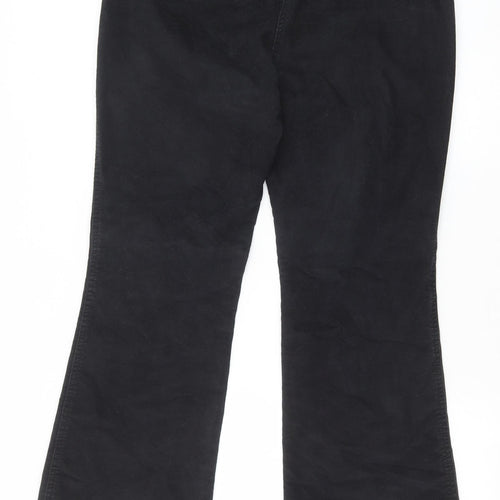 Marks and Spencer Womens Black Cotton Trousers Size 12 Regular Zip