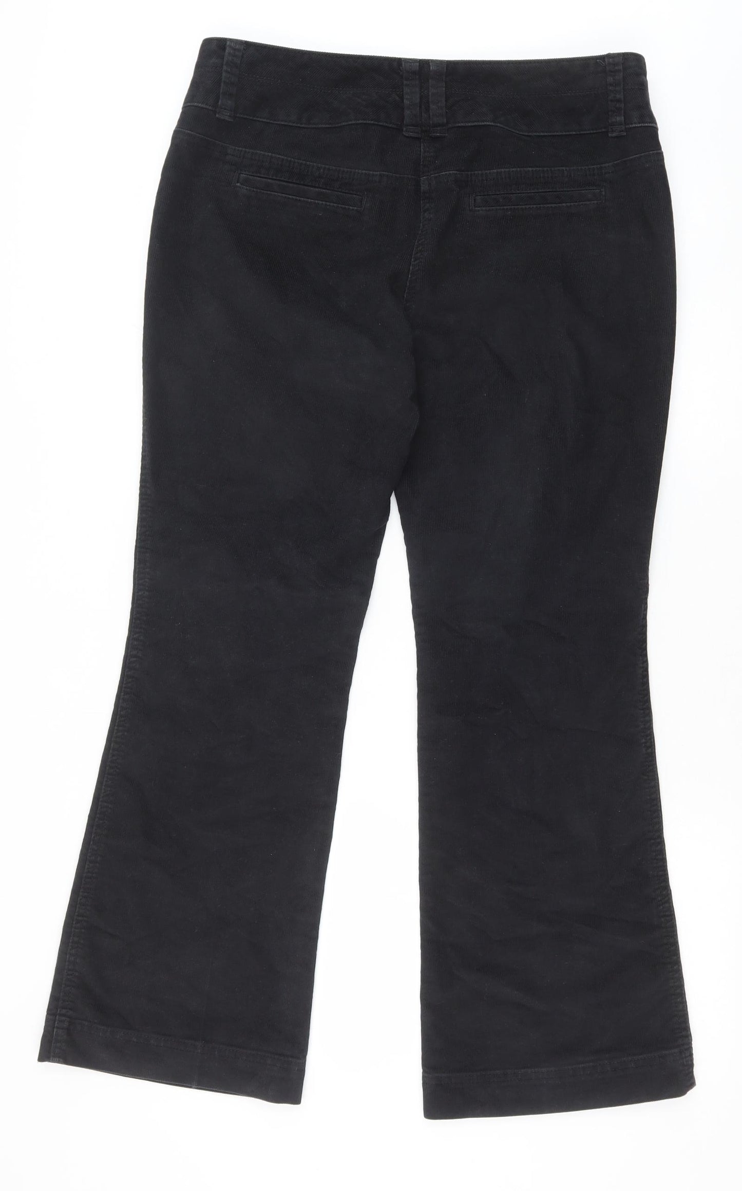 Marks and Spencer Womens Black Cotton Trousers Size 12 Regular Zip