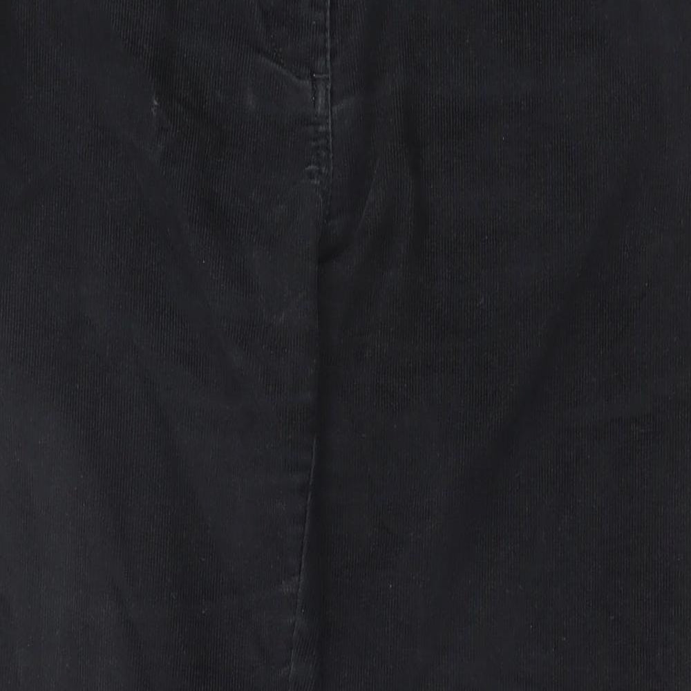Marks and Spencer Womens Black Cotton Trousers Size 12 Regular Zip