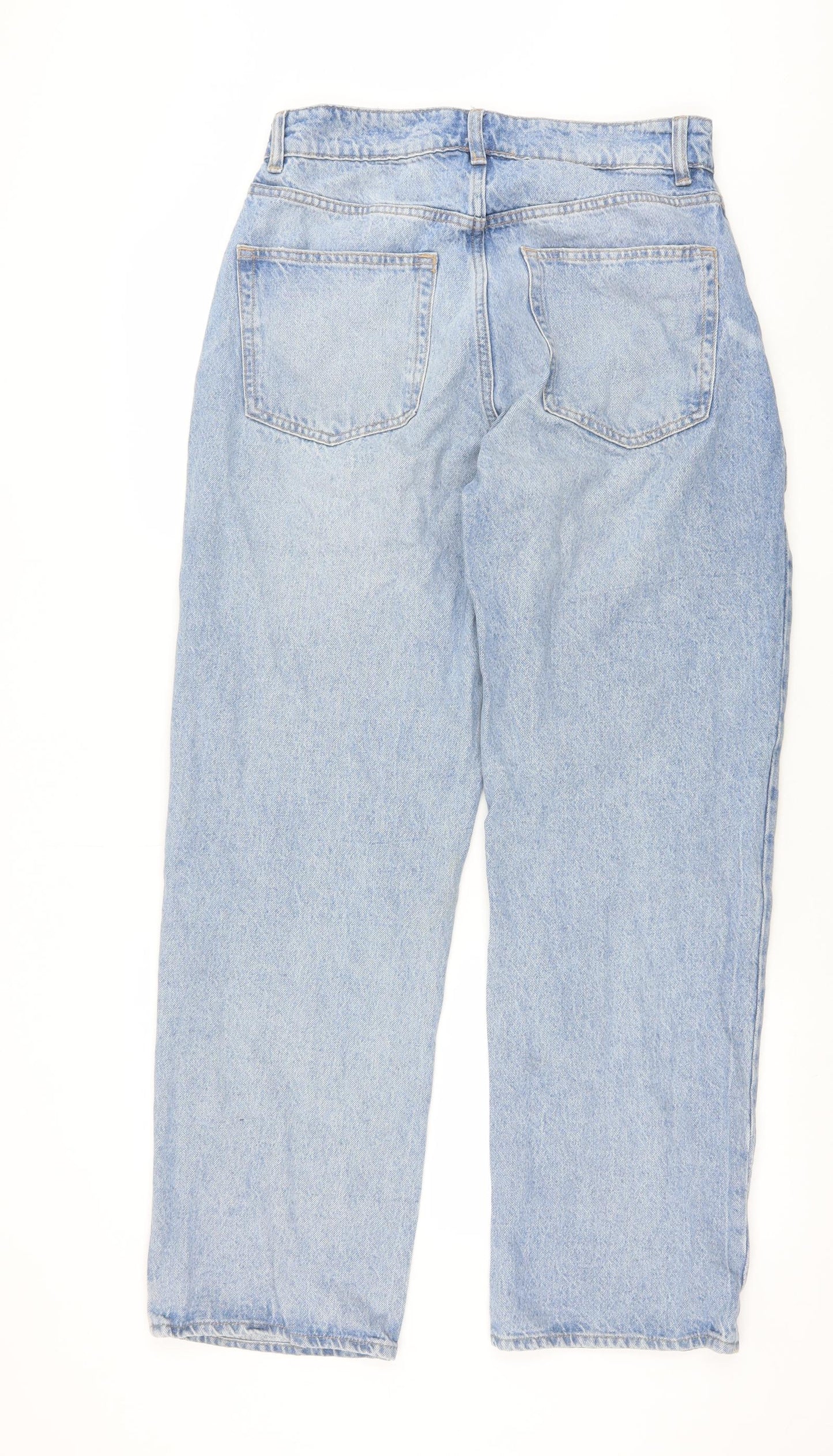 H&M Womens Blue Cotton Mom Jeans Size 12 Regular Zip