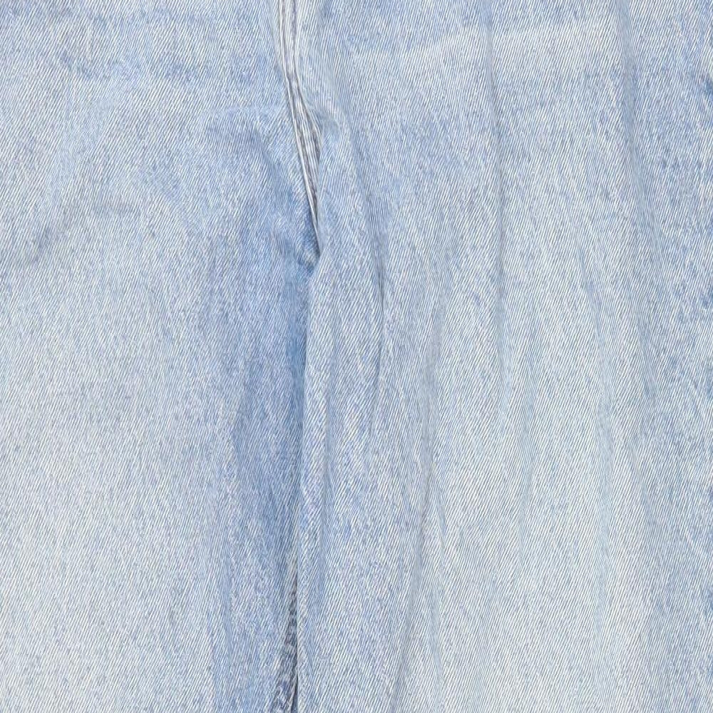 H&M Womens Blue Cotton Mom Jeans Size 12 Regular Zip