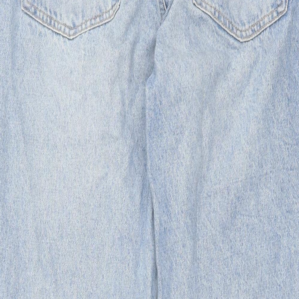 H&M Womens Blue Cotton Mom Jeans Size 12 Regular Zip