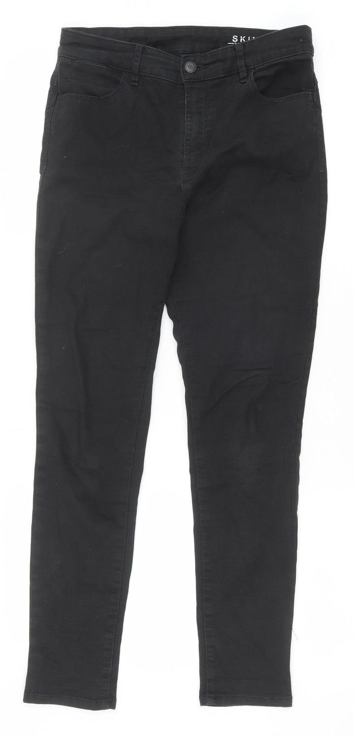Marks and Spencer Womens Black Cotton Skinny Jeans Size 10 Regular Zip