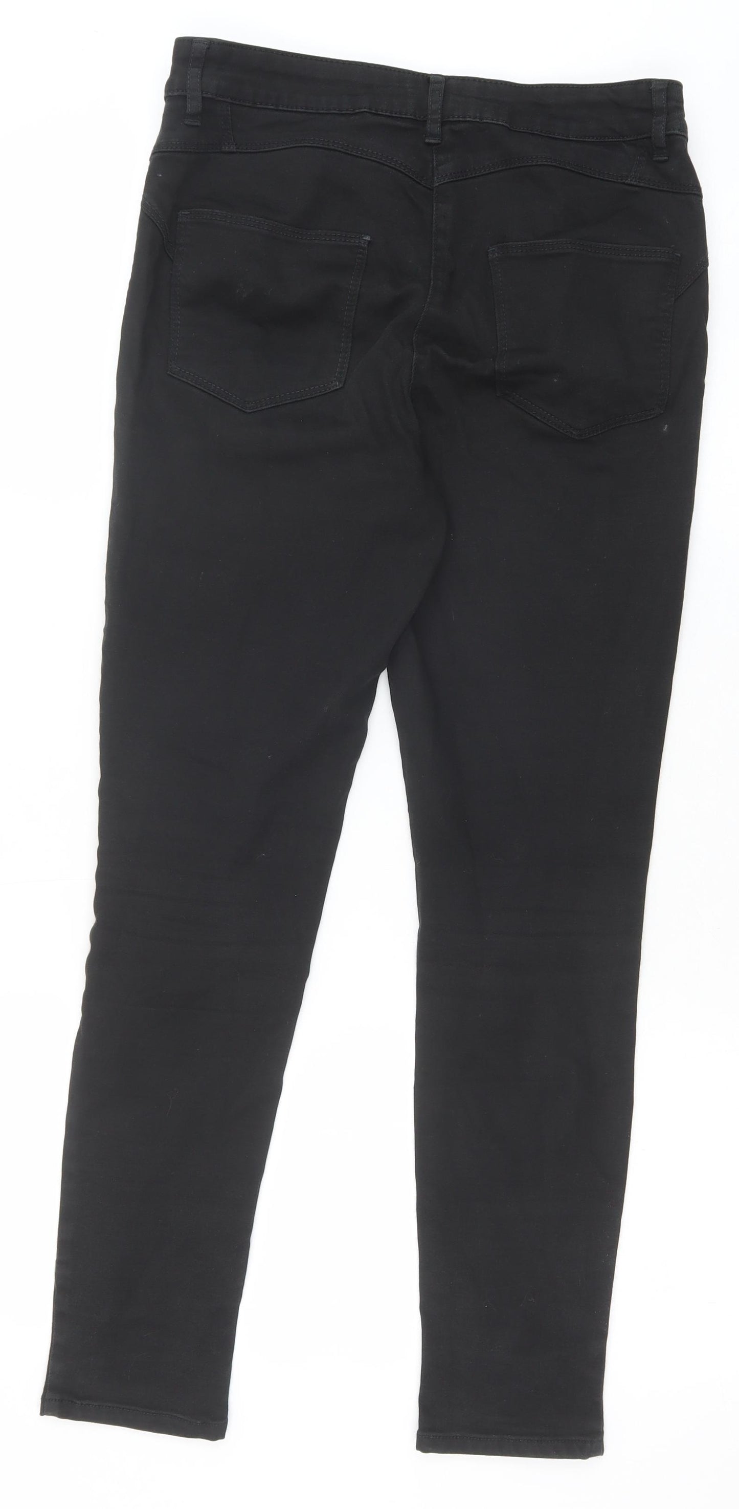 Marks and Spencer Womens Black Cotton Skinny Jeans Size 10 Regular Zip