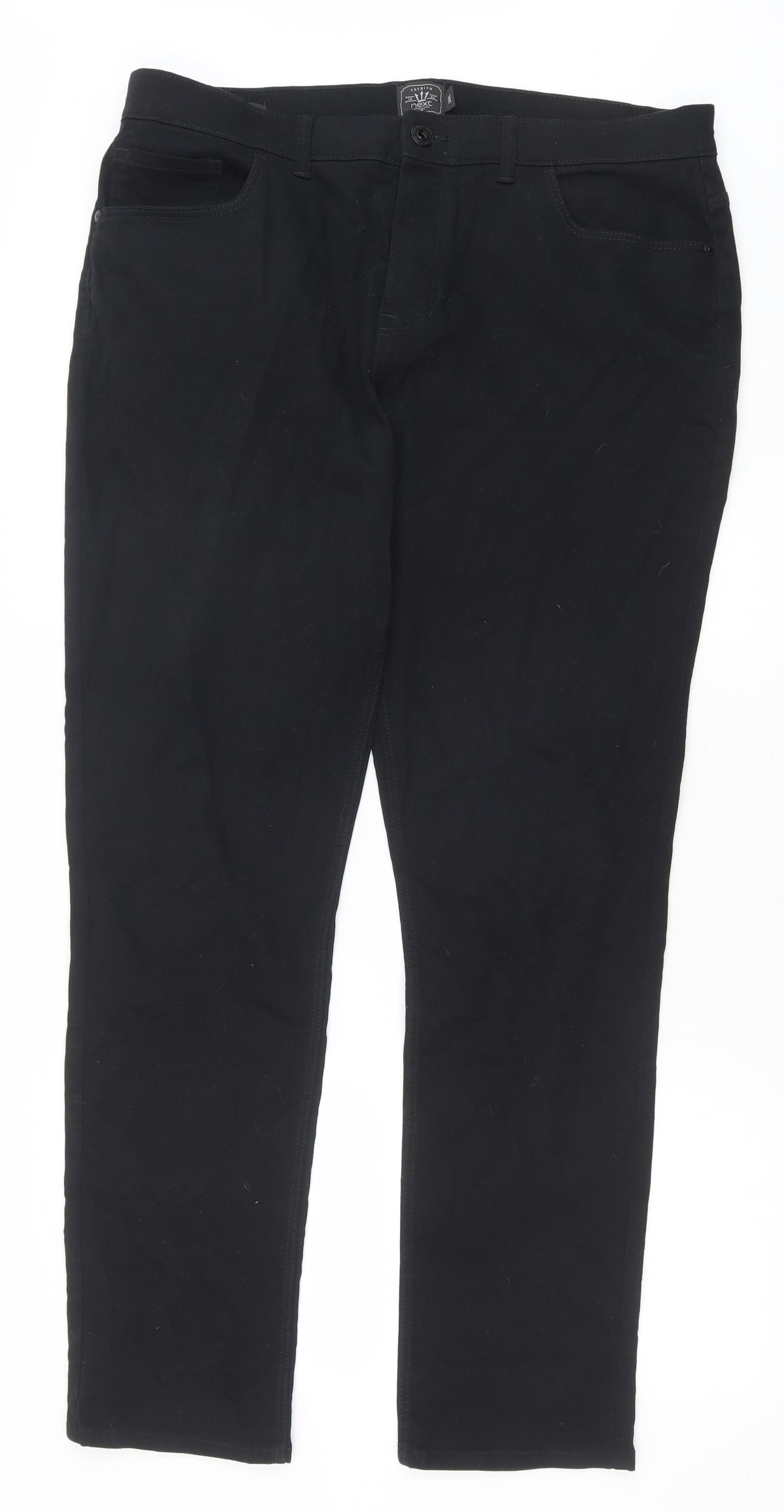 NEXT Mens Black Cotton Straight Jeans Size 36 in Regular Zip