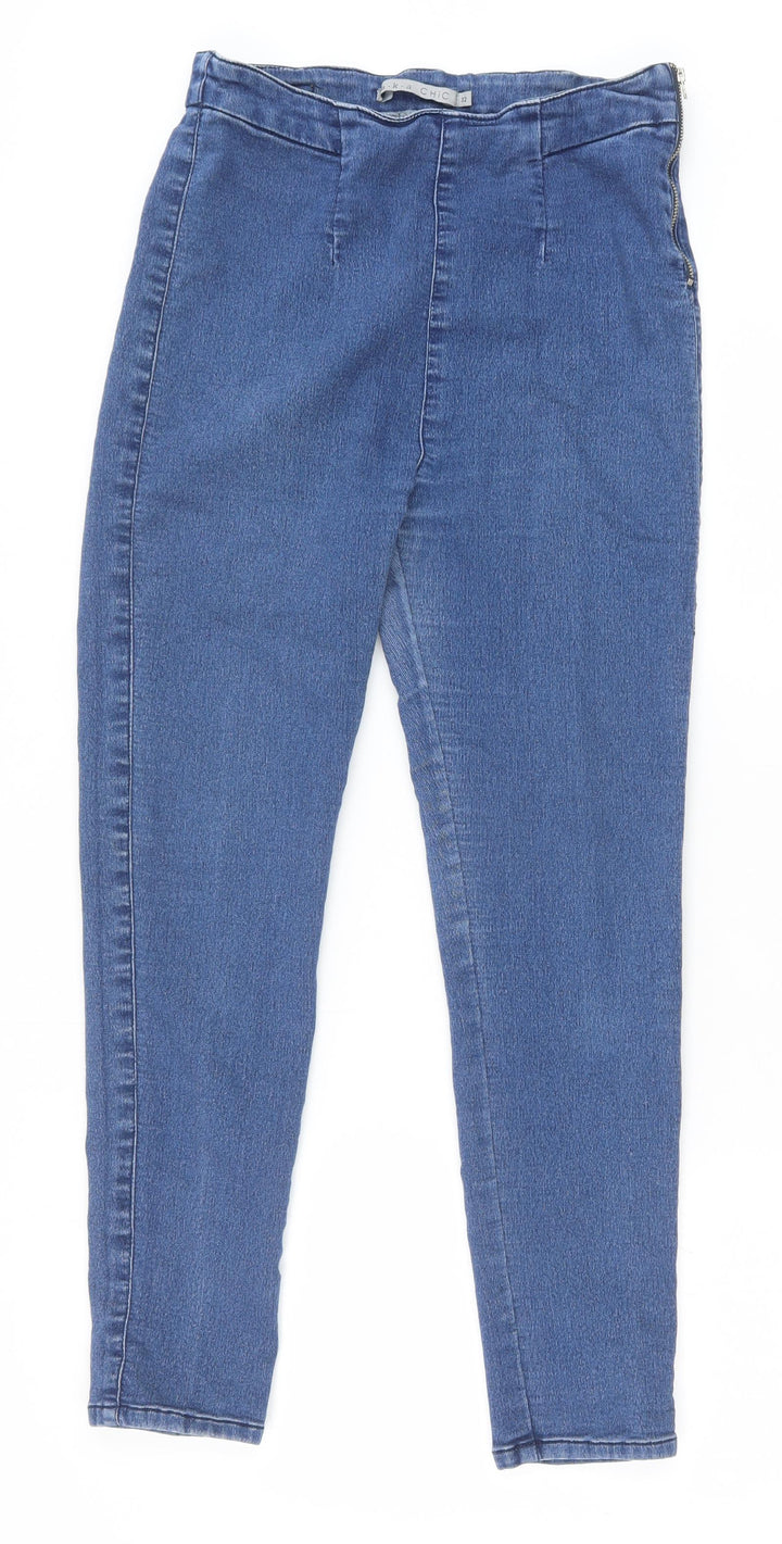a.k.a CHIC Womens Blue Cotton Skinny Jeans Size 32 in Slim Zip