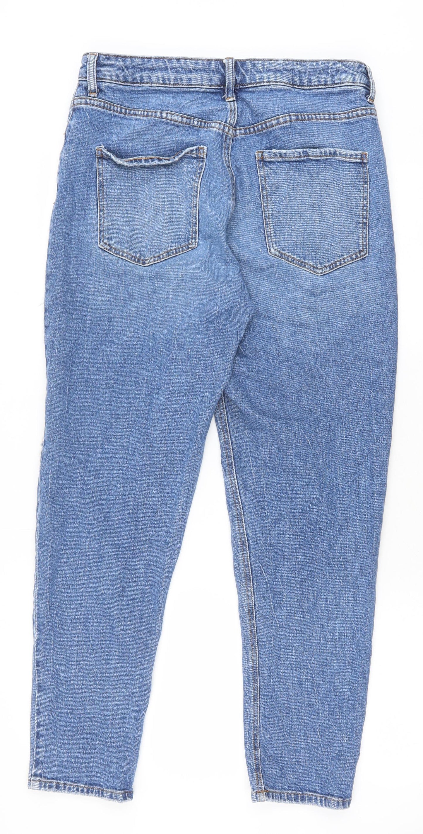 New Look Womens Blue Cotton Straight Jeans Size 14 Regular Zip