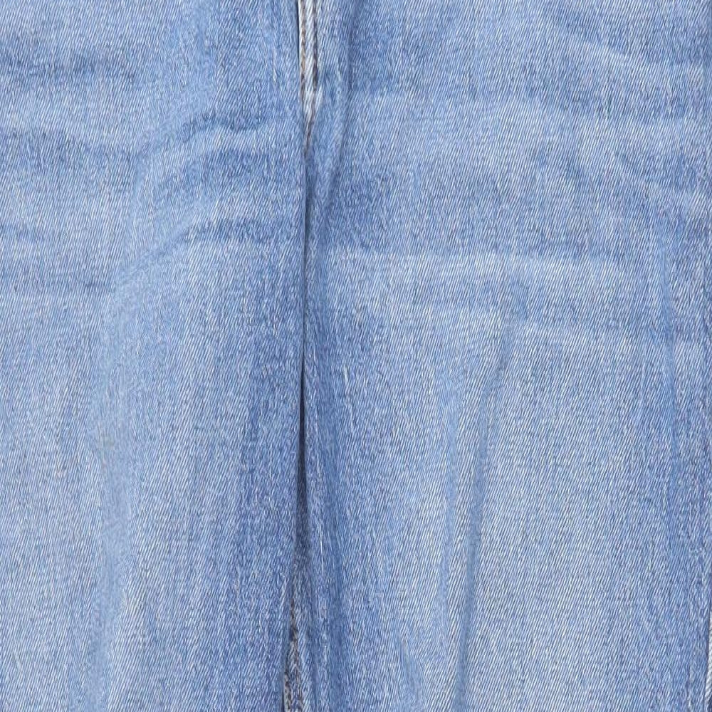 New Look Womens Blue Cotton Straight Jeans Size 14 Regular Zip