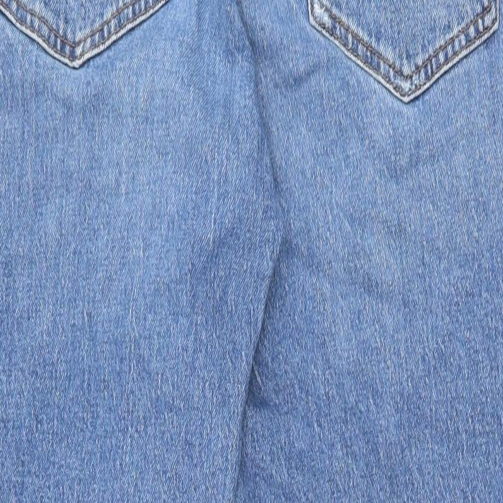 New Look Womens Blue Cotton Straight Jeans Size 14 Regular Zip