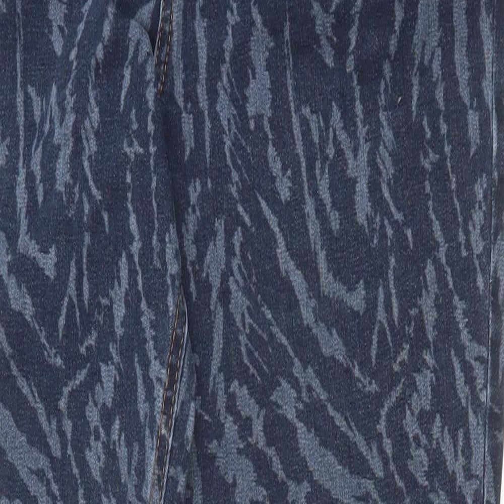 TU Womens Blue Animal Print Cotton Skinny Jeans Size 12 Slim Zip - Tiger Print