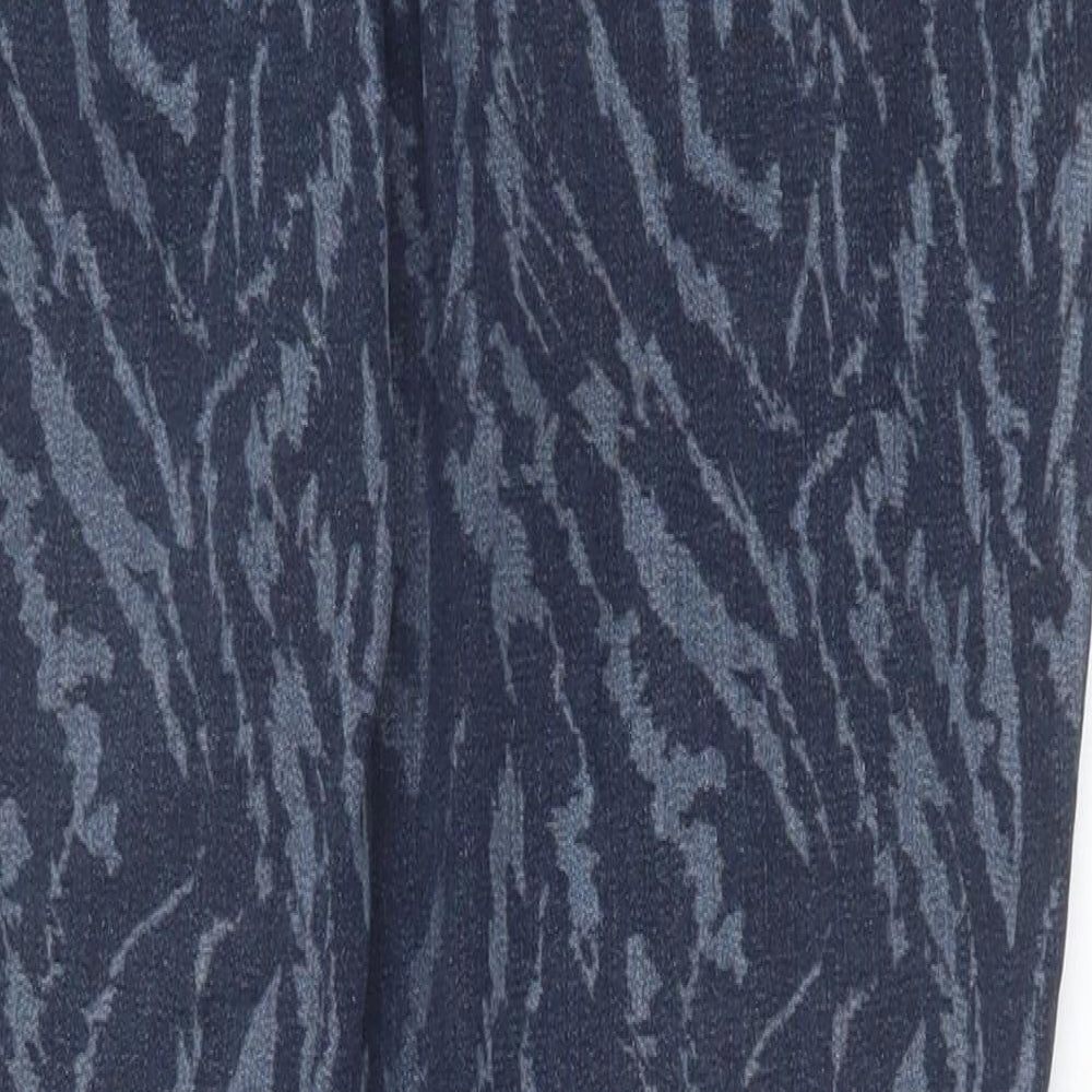 TU Womens Blue Animal Print Cotton Skinny Jeans Size 12 Slim Zip - Tiger Print