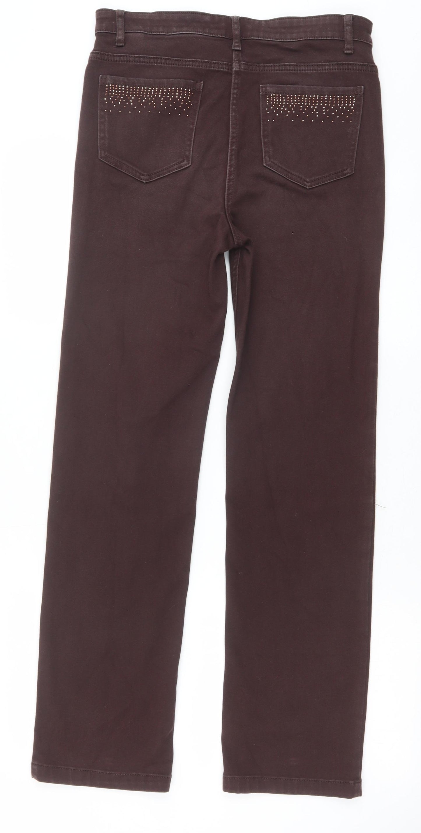 Marks and Spencer Womens Brown Cotton Straight Jeans Size 10 Regular Zip