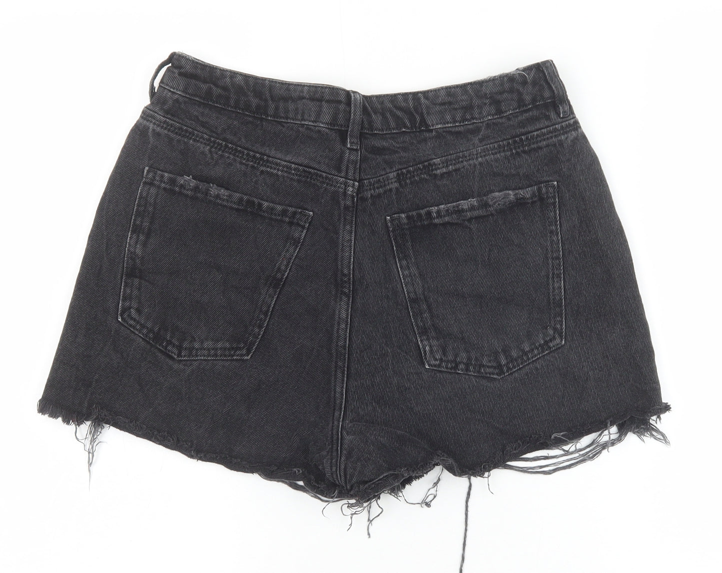 New Look Womens Black 100% Cotton Cut-Off Shorts Size 10 Regular Zip