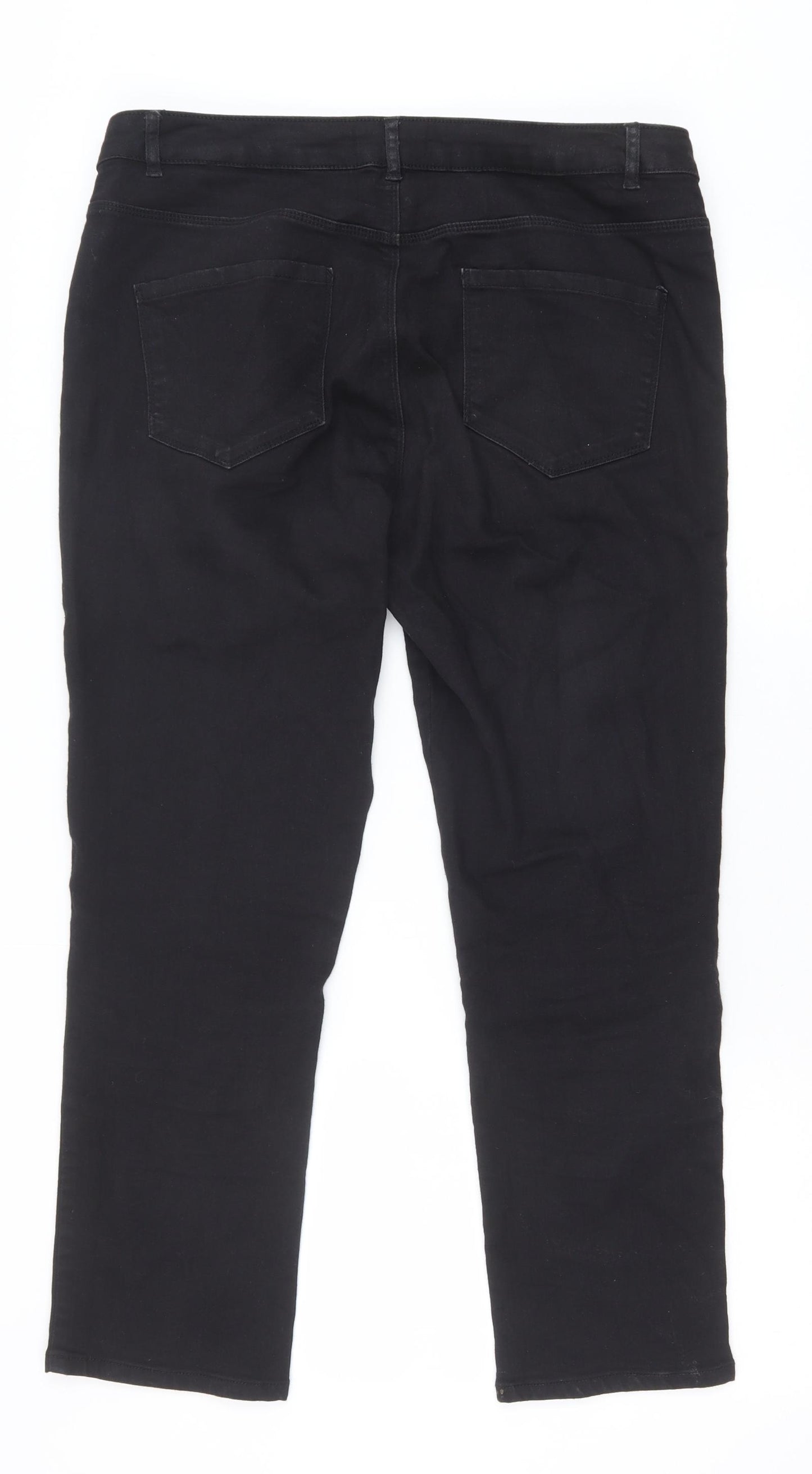 Dorothy Perkins Womens Black Cotton Straight Jeans Size 16 Regular Zip