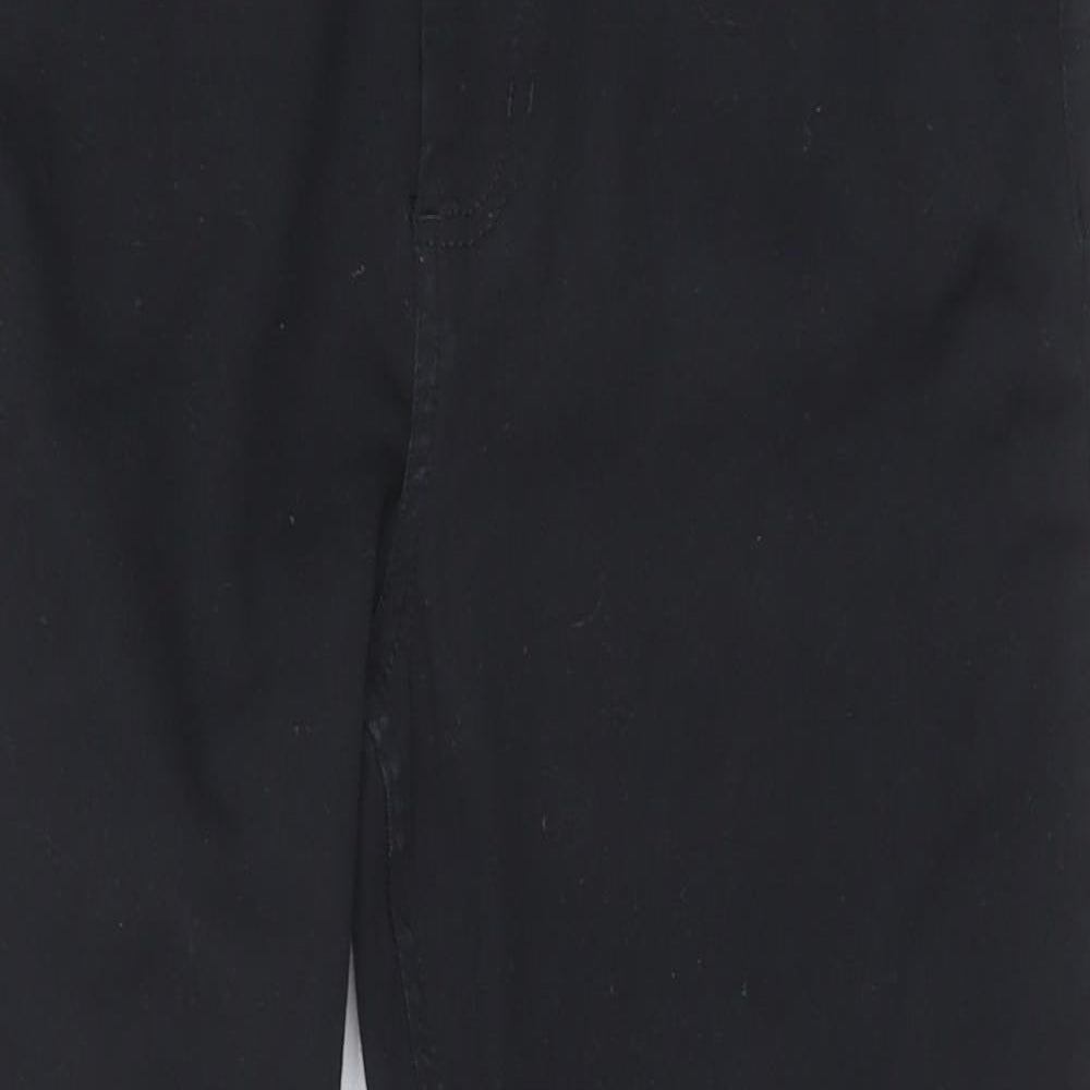 Marks and Spencer Womens Black Cotton Straight Jeans Size 12 Slim Zip