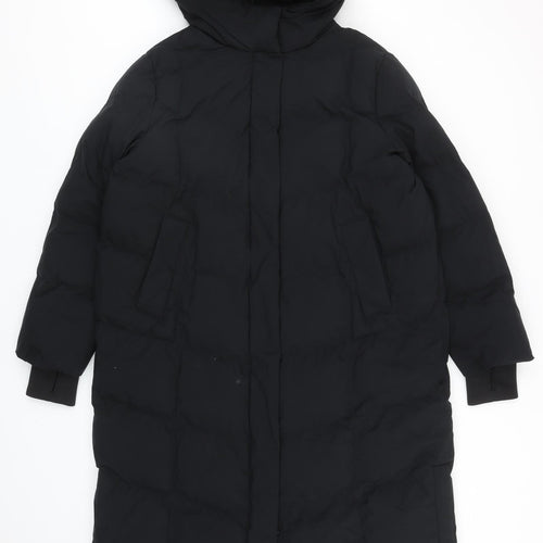 Marks and Spencer Womens Black Quilted Coat Size 14 Zip
