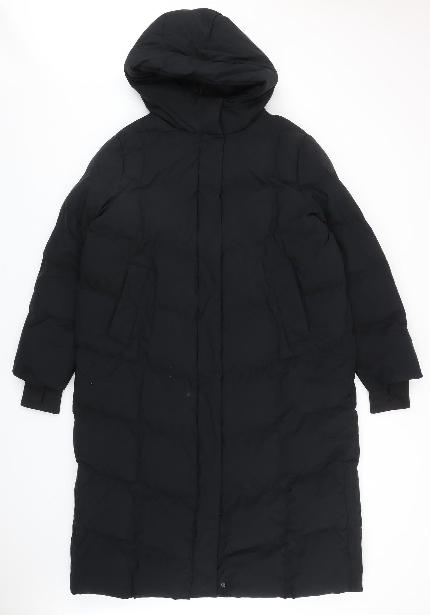 Marks and Spencer Womens Black Quilted Coat Size 14 Zip