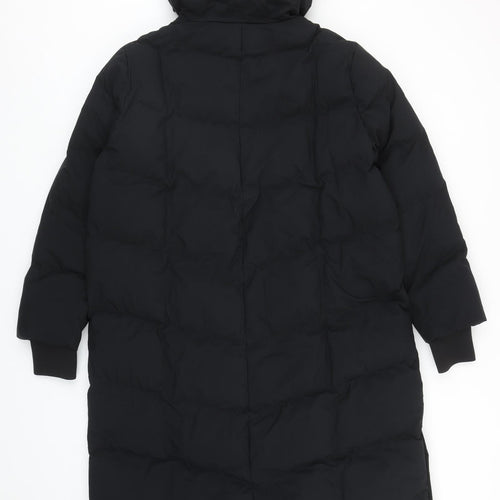 Marks and Spencer Womens Black Quilted Coat Size 14 Zip