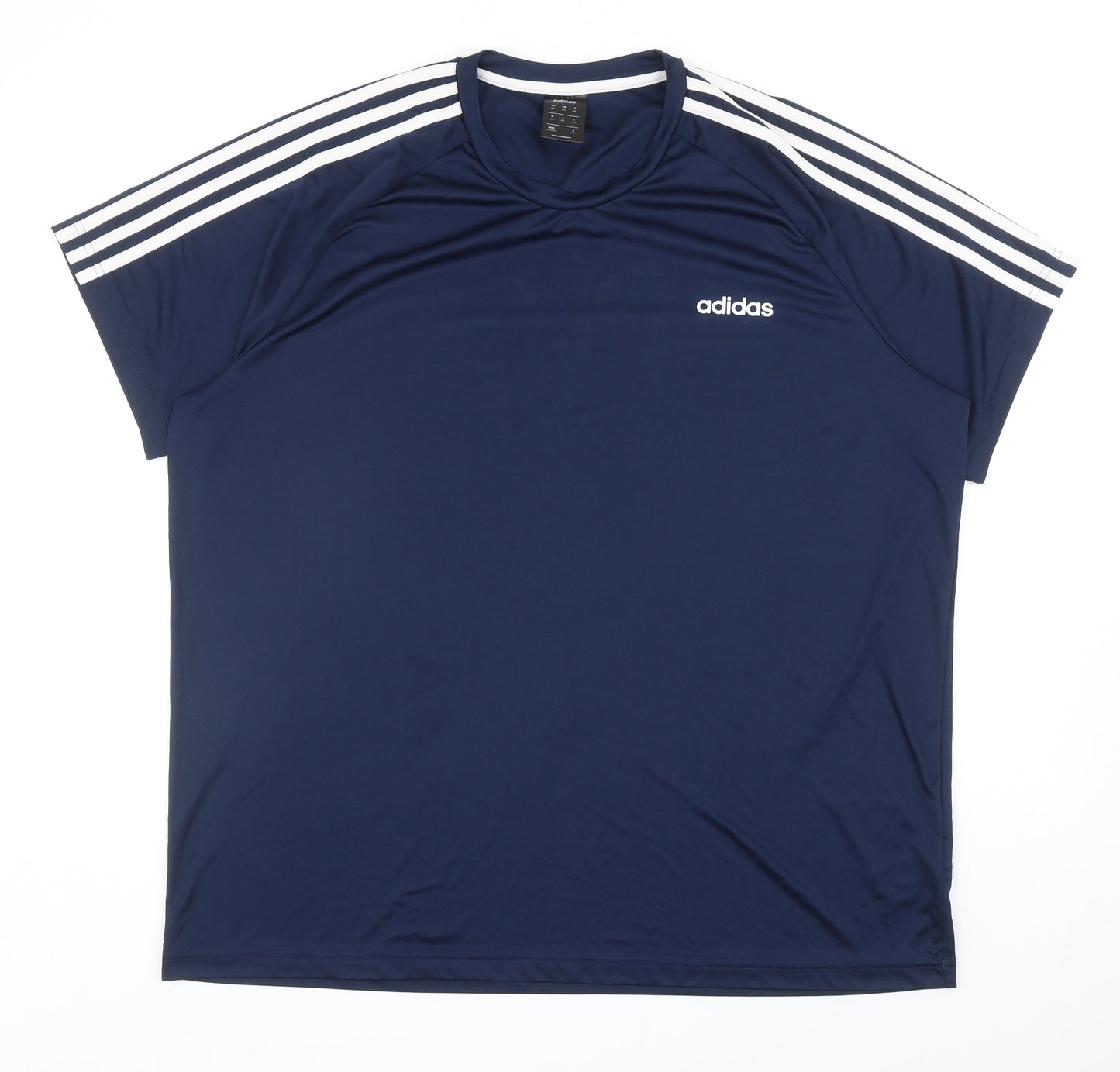 adidas Mens Blue Polyester T-Shirt Size 2XL Round Neck