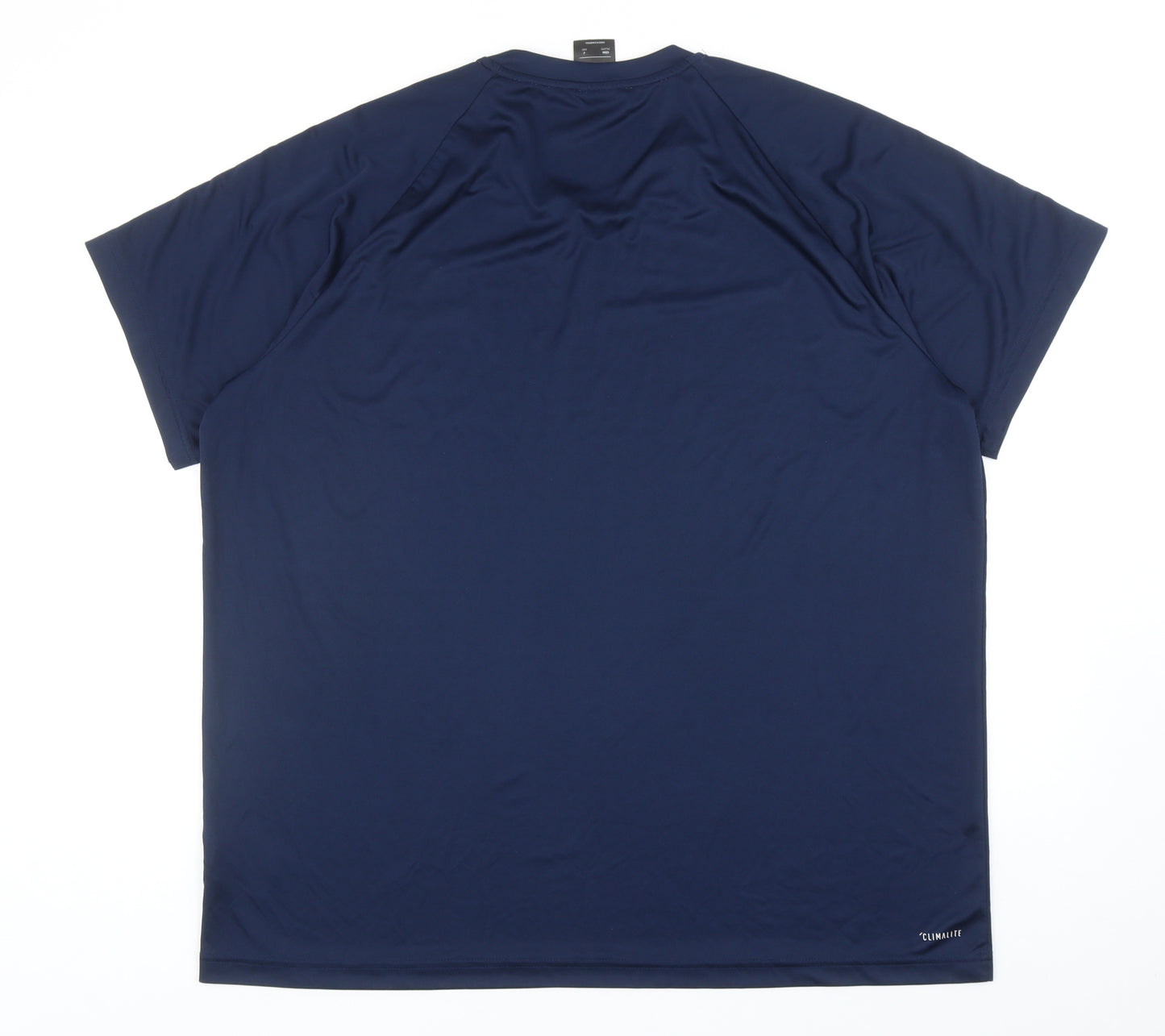 adidas Mens Blue Polyester T-Shirt Size 2XL Round Neck