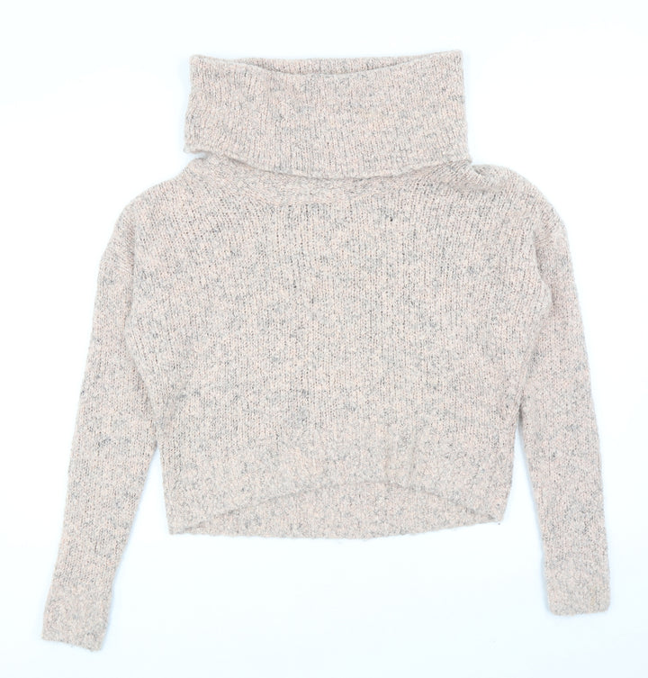 Miss Selfridge Womens Pink Roll Neck Acrylic Pullover Jumper Size 8