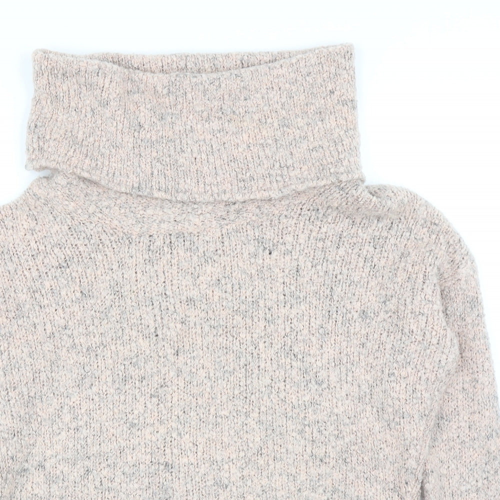 Miss Selfridge Womens Pink Roll Neck Acrylic Pullover Jumper Size 8