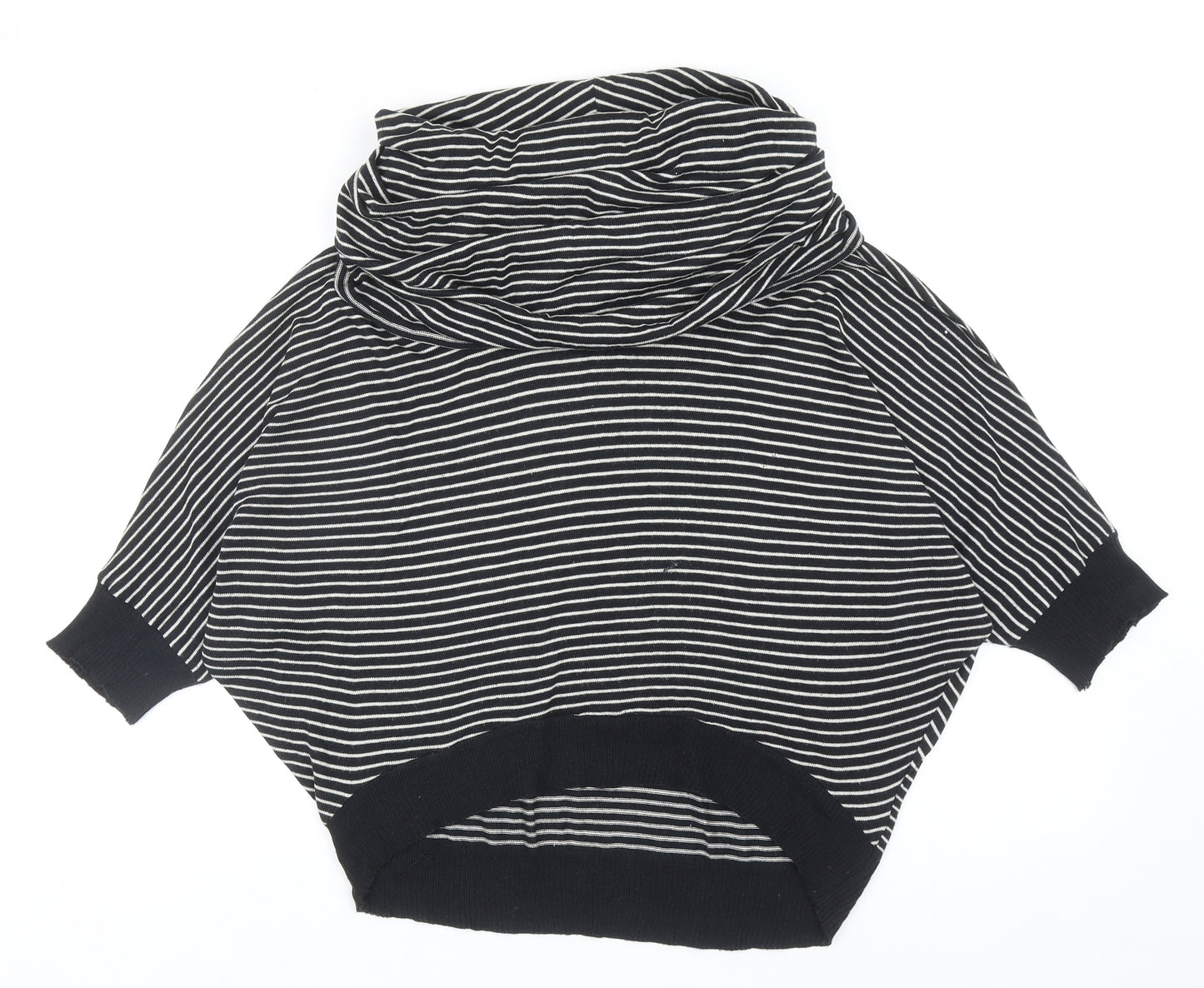 George Womens Black Roll Neck Striped Cotton Pullover Jumper Size 10