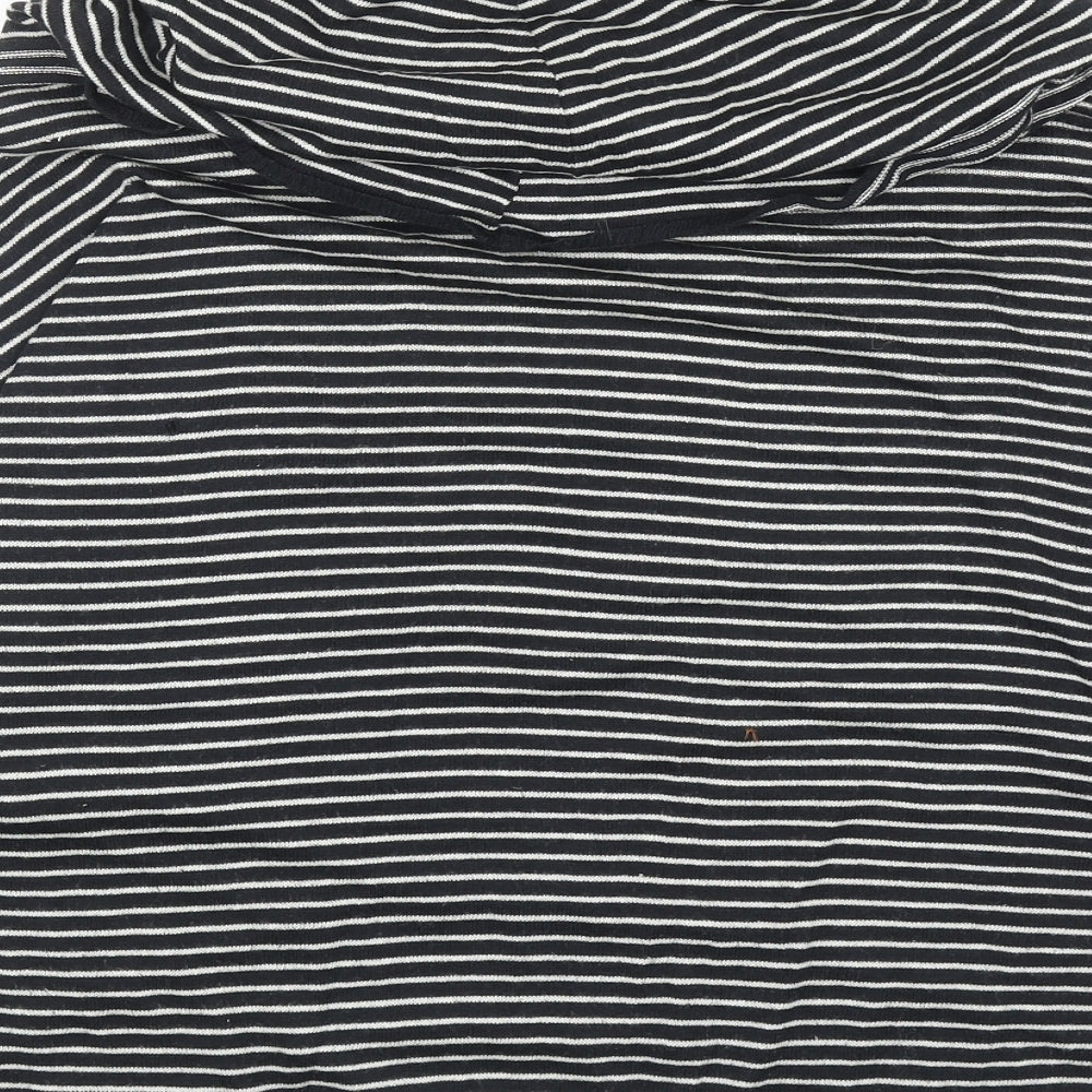 George Womens Black Roll Neck Striped Cotton Pullover Jumper Size 10
