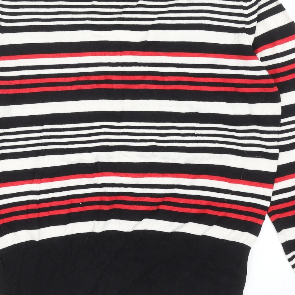 George Womens Multicoloured V-Neck Striped Viscose Pullover Jumper Size 16