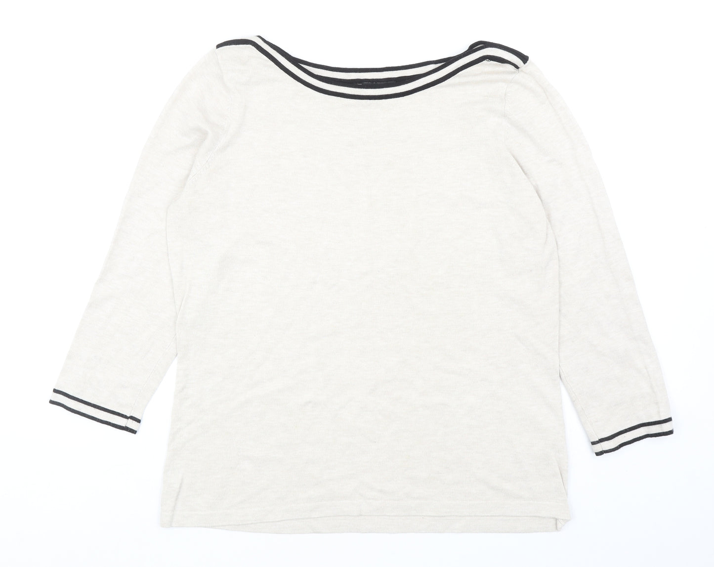 M&Co Womens Ivory Boat Neck Viscose Pullover Jumper Size 16