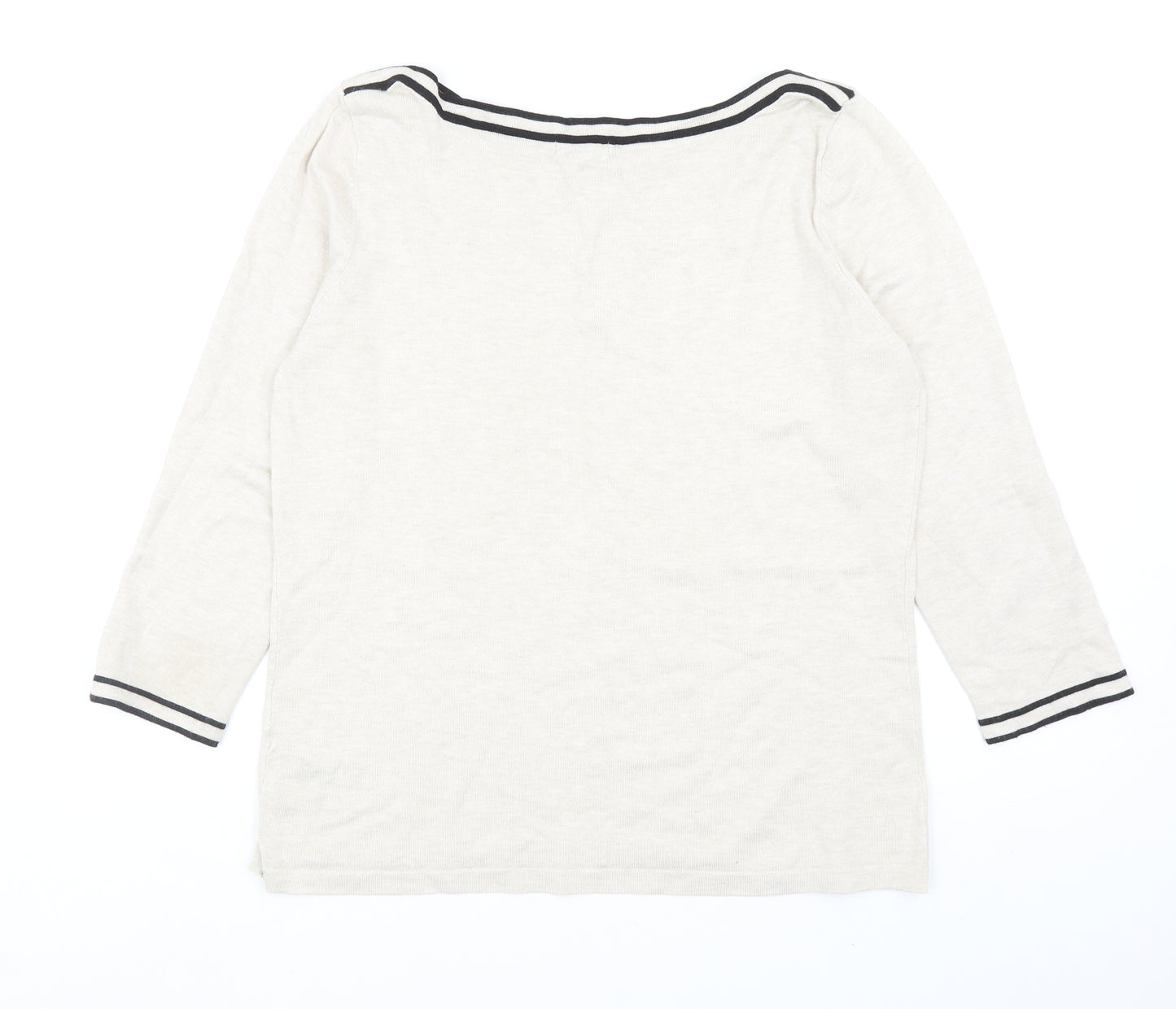 M&Co Womens Ivory Boat Neck Viscose Pullover Jumper Size 16