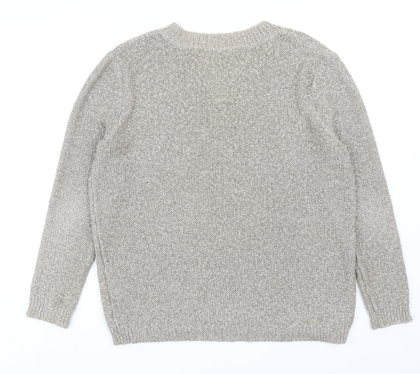 Marks and Spencer Womens Gold V-Neck Cotton Pullover Jumper Size 18