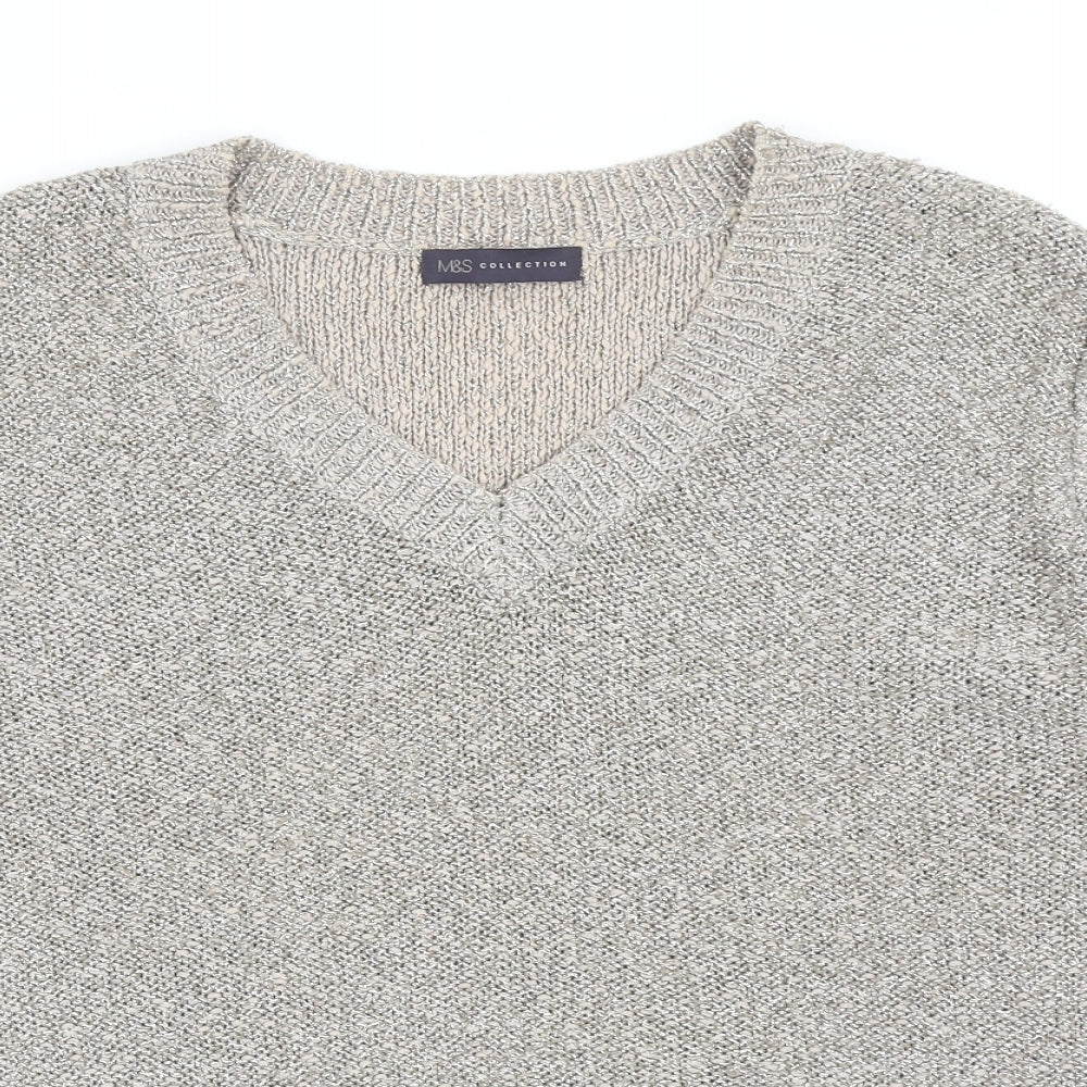 Marks and Spencer Womens Gold V-Neck Cotton Pullover Jumper Size 18