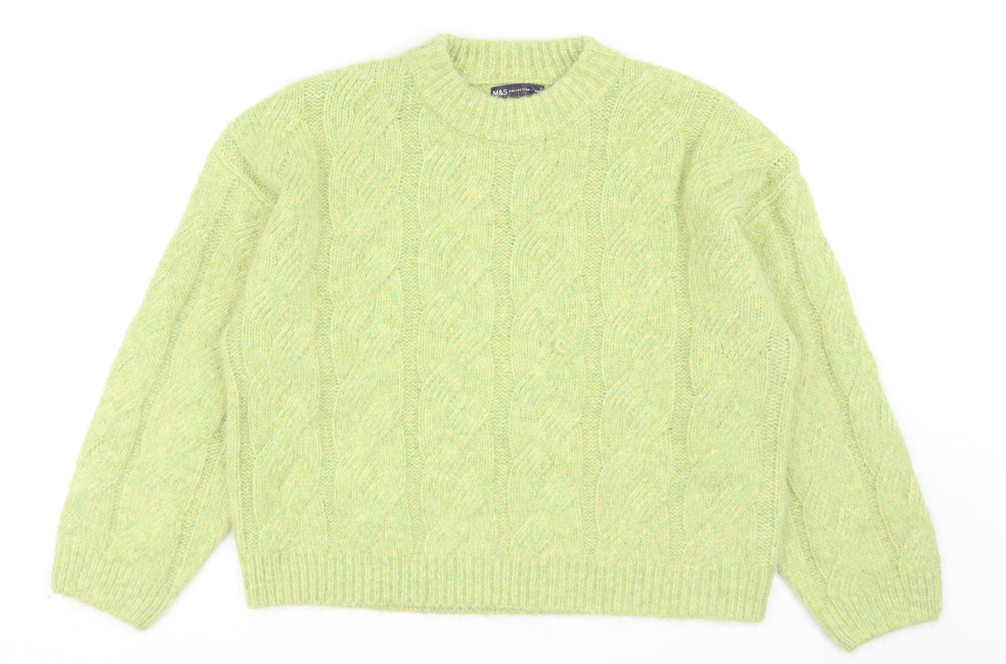 Marks and Spencer Womens Green Crew Neck Acrylic Pullover Jumper Size L