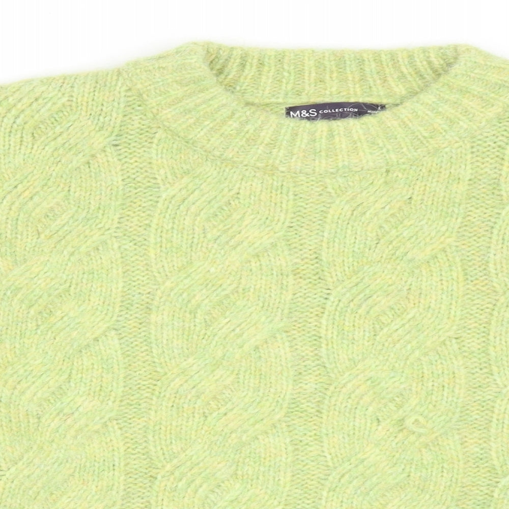 Marks and Spencer Womens Green Crew Neck Acrylic Pullover Jumper Size L