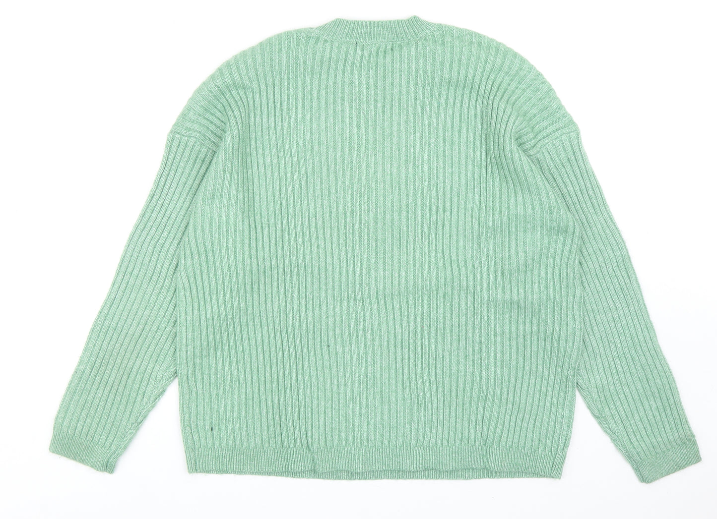 Marks and Spencer Womens Green Round Neck Acrylic Pullover Jumper Size L