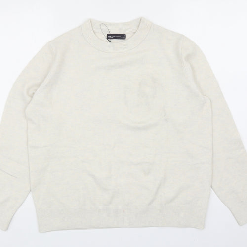 Marks and Spencer Womens Ivory Round Neck Polyester Pullover Jumper Size M