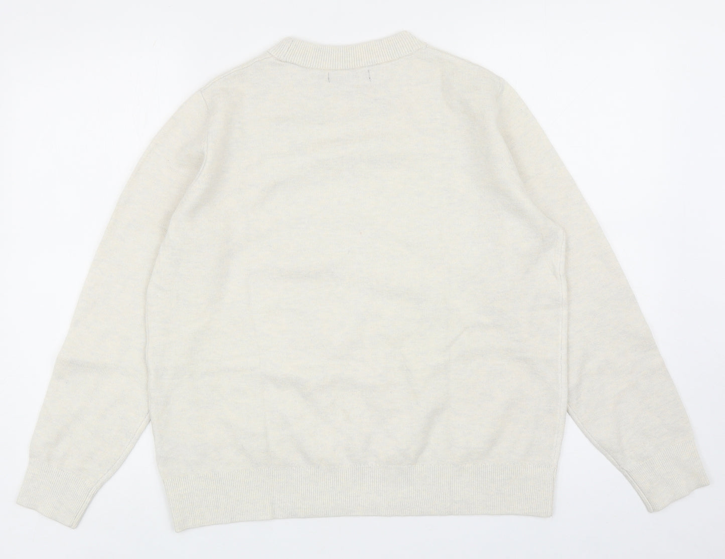 Marks and Spencer Womens Ivory Round Neck Polyester Pullover Jumper Size M