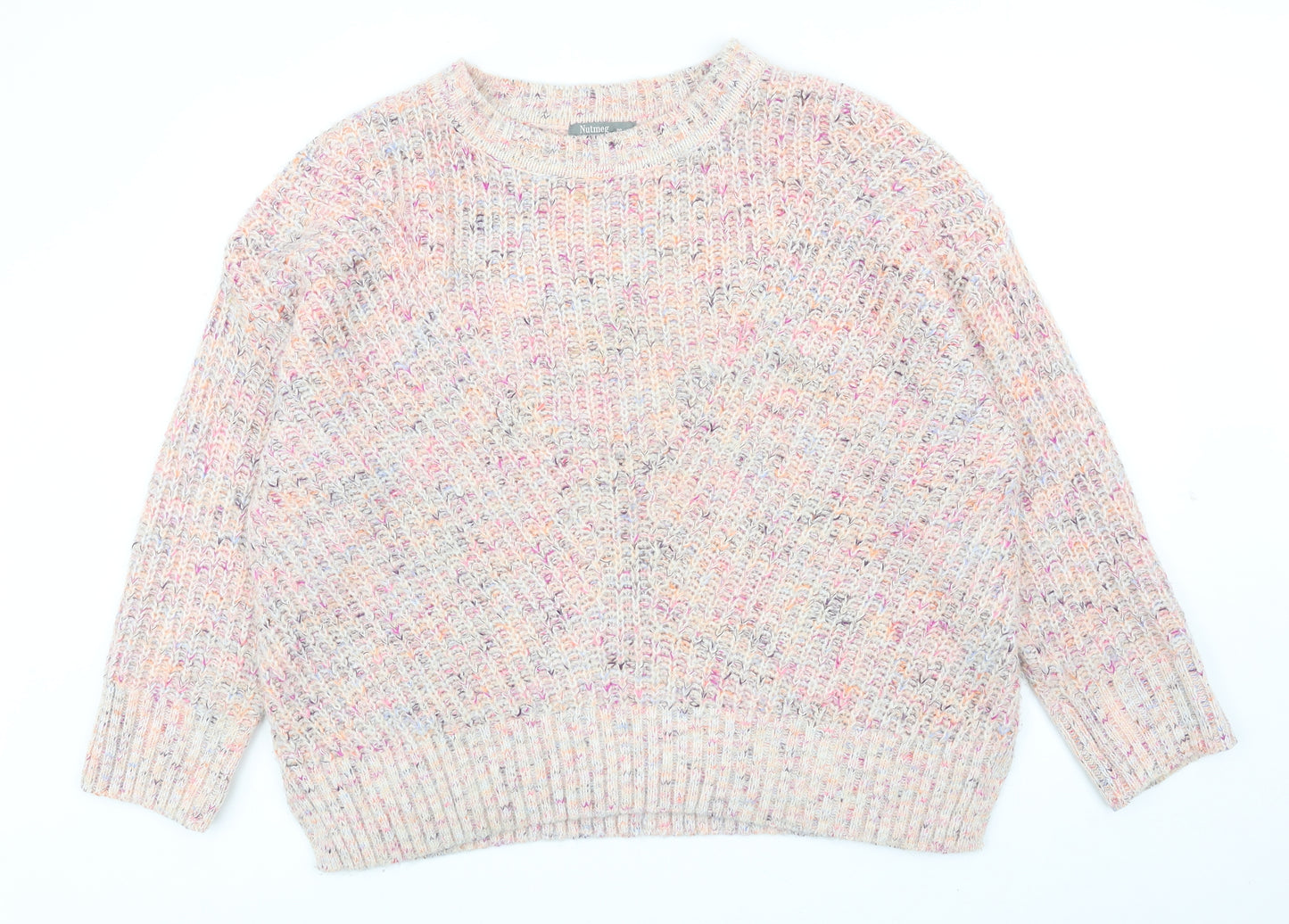 Nutmeg Womens Pink Round Neck Acrylic Pullover Jumper Size 20