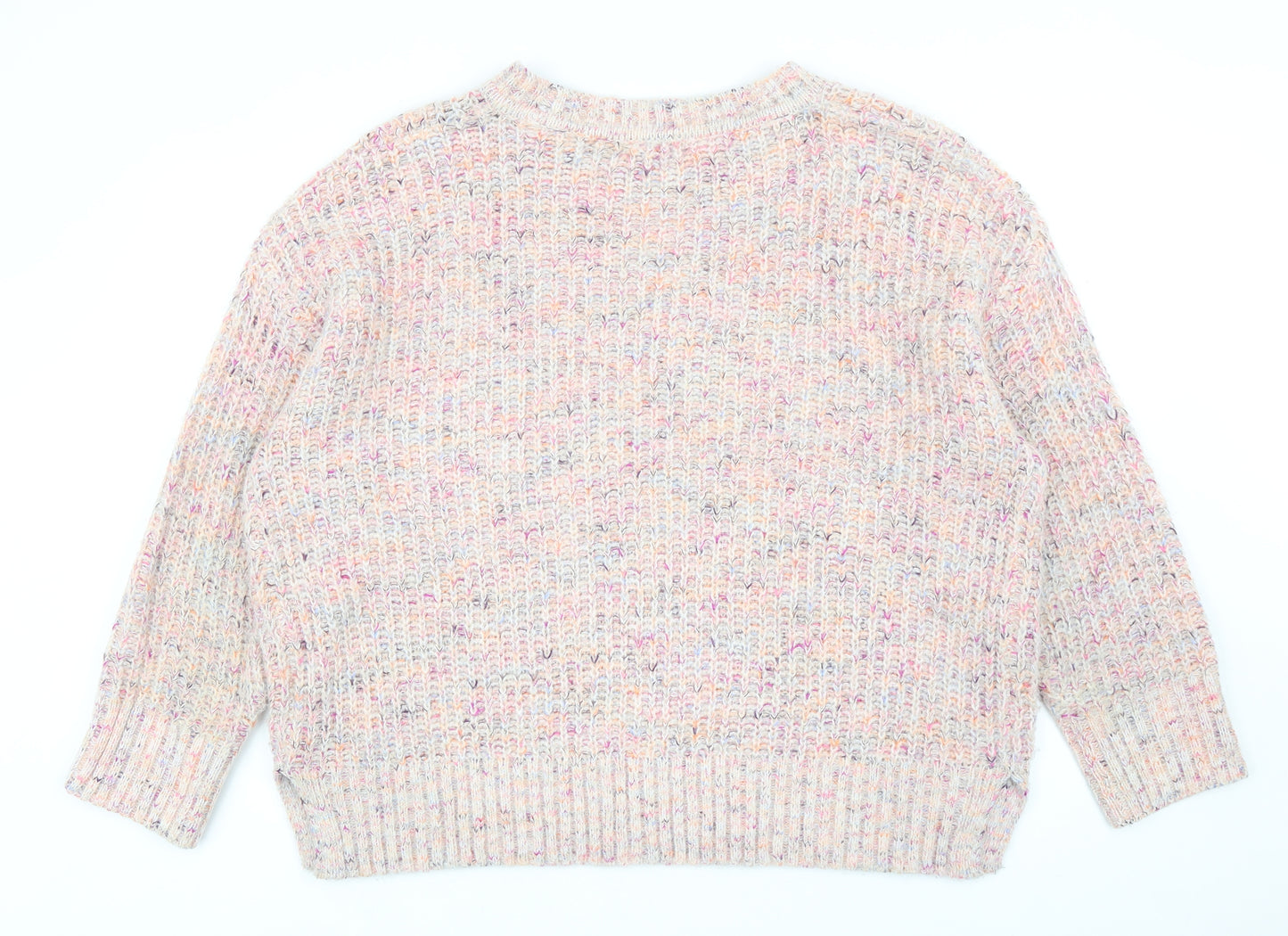 Nutmeg Womens Pink Round Neck Acrylic Pullover Jumper Size 20