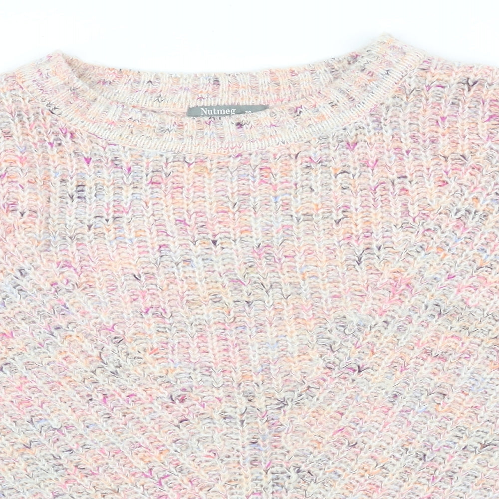 Nutmeg Womens Pink Round Neck Acrylic Pullover Jumper Size 20