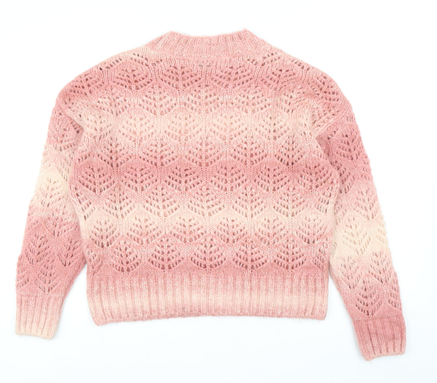 TU Womens Pink Round Neck Geometric Acrylic Pullover Jumper Size 12