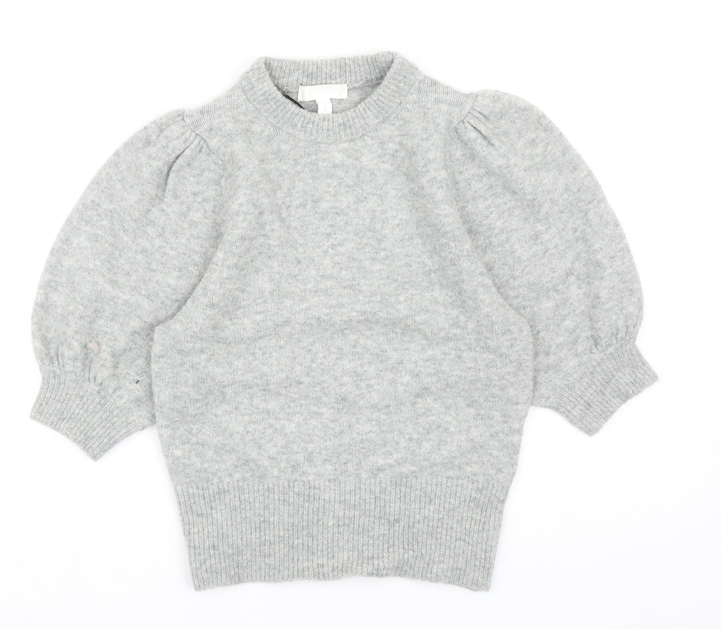 H&M Womens Grey Crew Neck Polyester Pullover Jumper Size XS