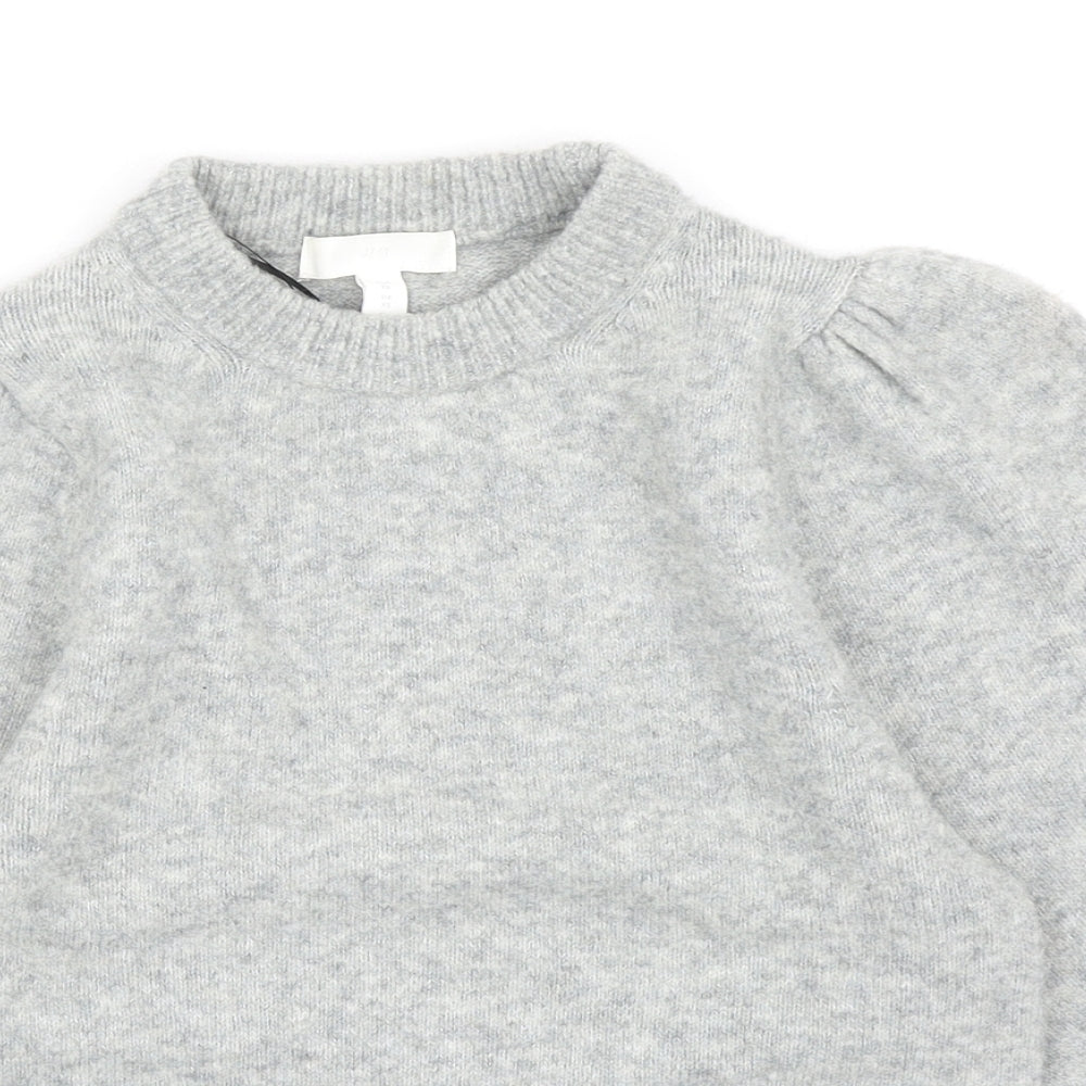 H&M Womens Grey Crew Neck Polyester Pullover Jumper Size XS
