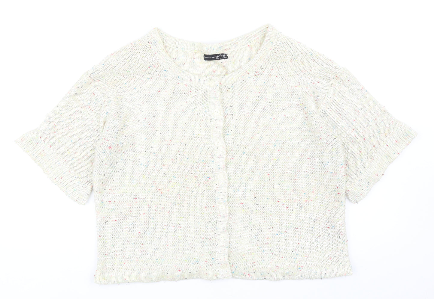 Atmosphere Womens Ivory Round Neck Acrylic Cardigan Jumper Size 16